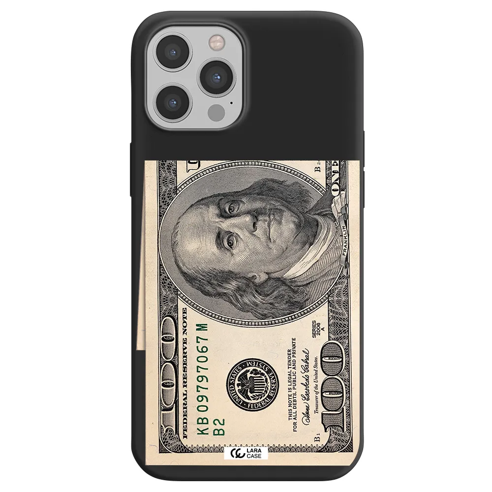 a close-up of a money bill Apple iPhone 12 pro max Silicone black Case