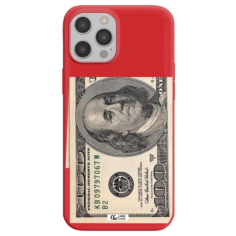 a close-up of a money bill Apple iPhone 12 pro max Silicone Imperial Red Case