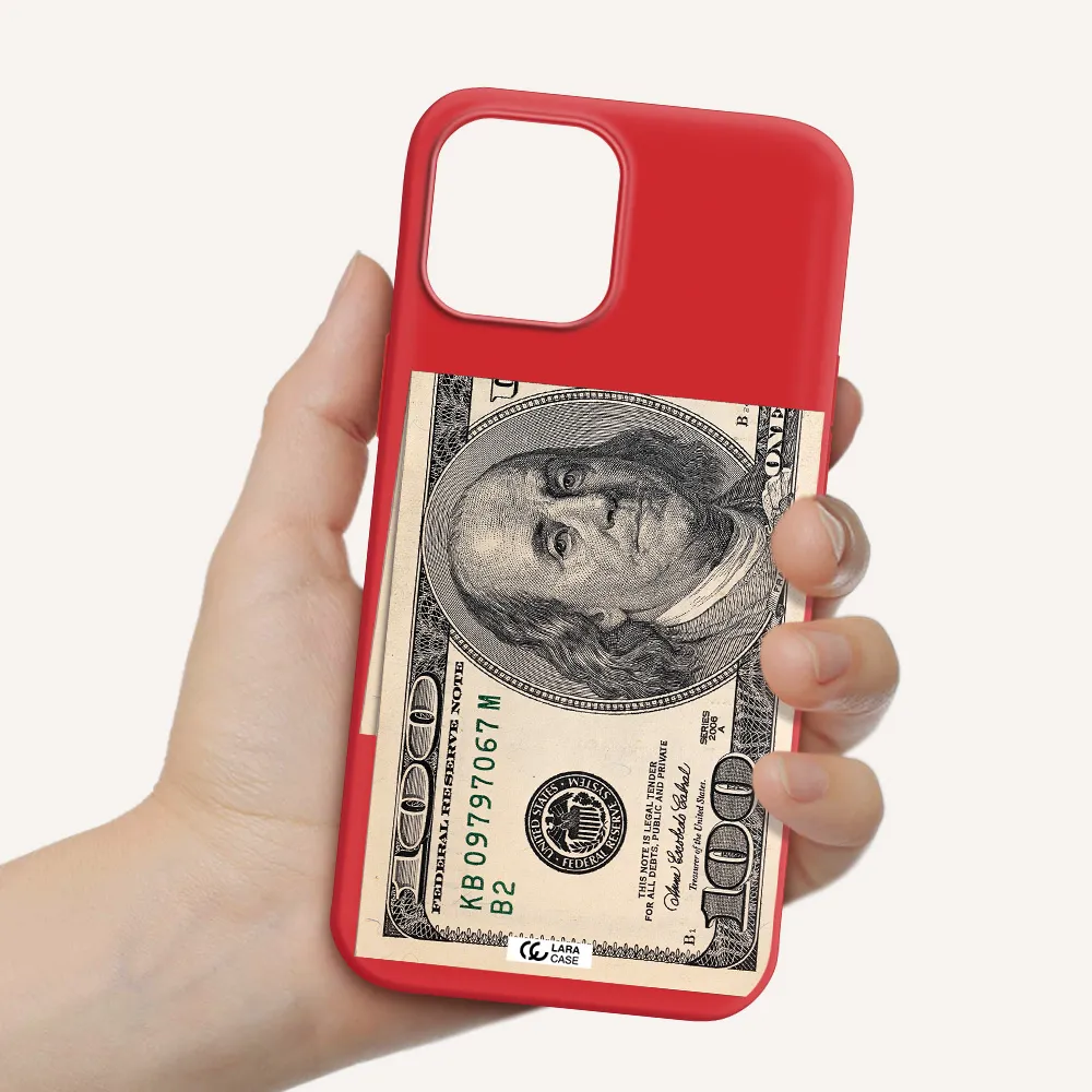 a close-up of a money bill Apple iPhone 12 pro max Silicone Imperial Red Case