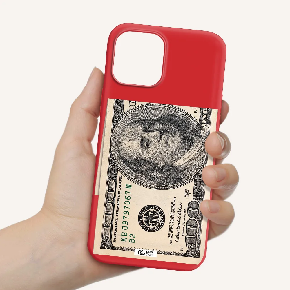 a close-up of a money bill Apple iPhone 12 pro Silicone Imperial Red Case