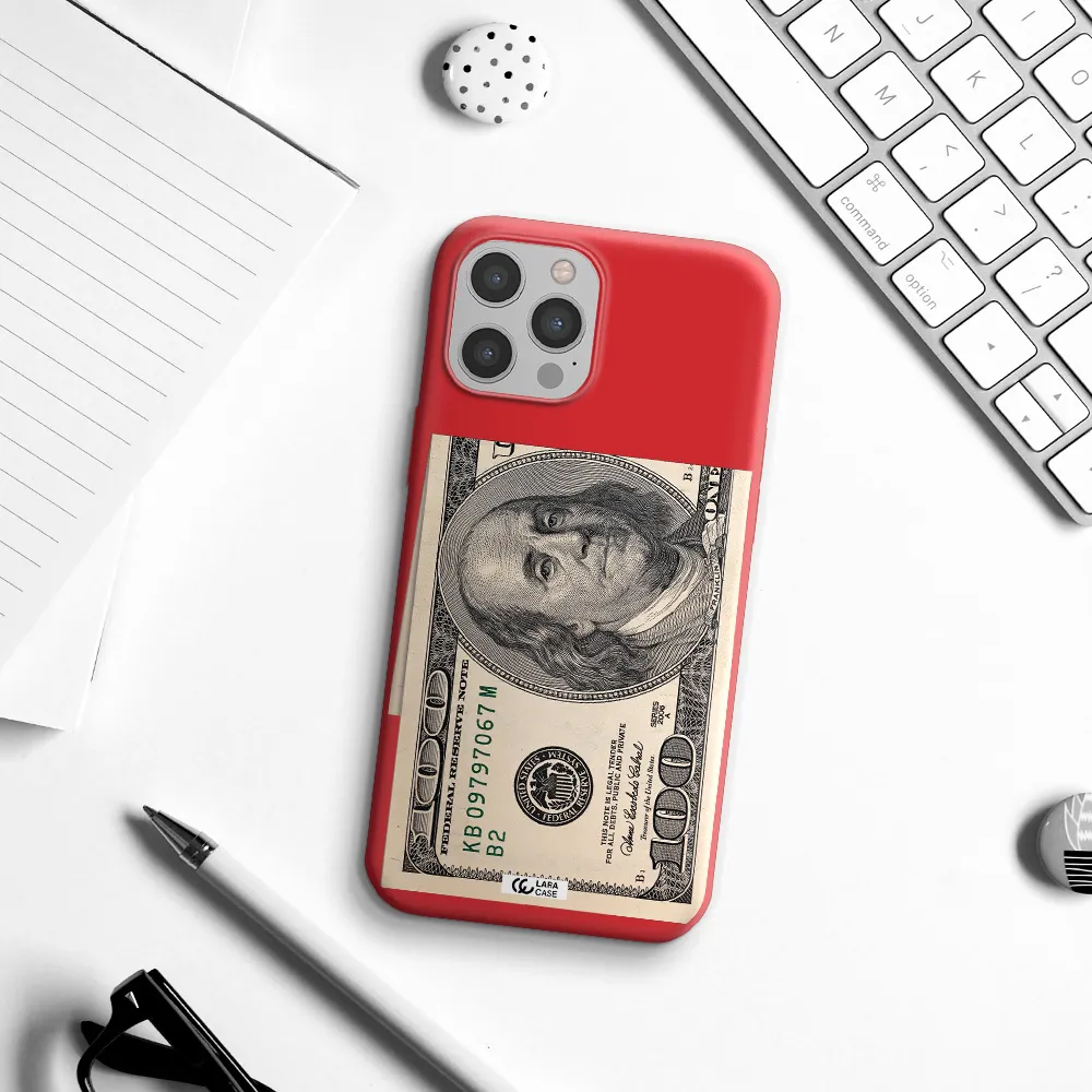 a close-up of a money bill Apple iPhone 12 pro Silicone Imperial Red Case