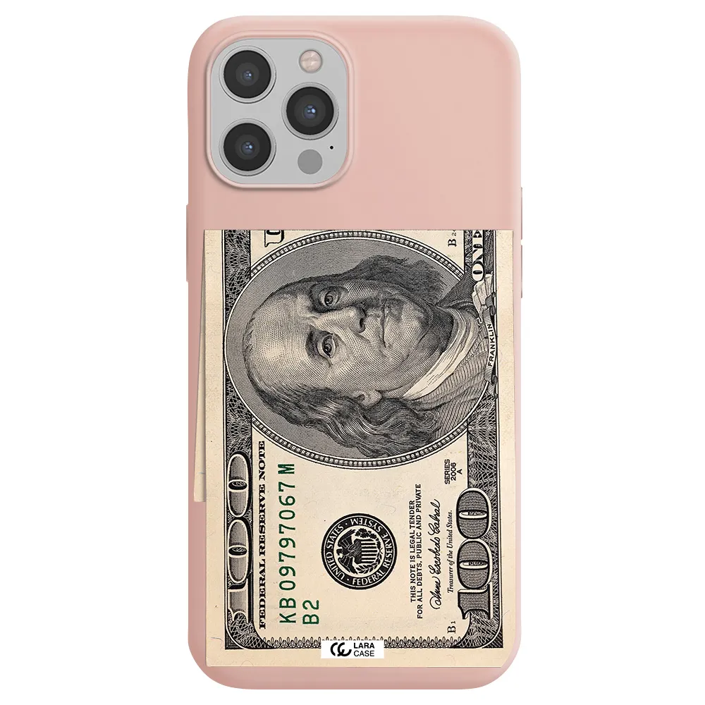 a close-up of a money bill Apple iPhone 12 pro Silicone pastel pink Case