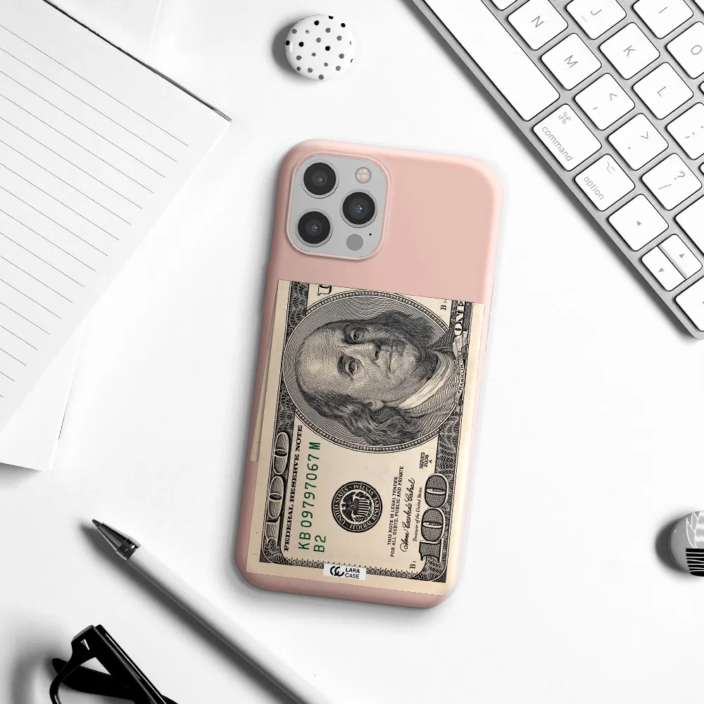 a close-up of a money bill Apple iPhone 12 pro Silicone pastel pink Case