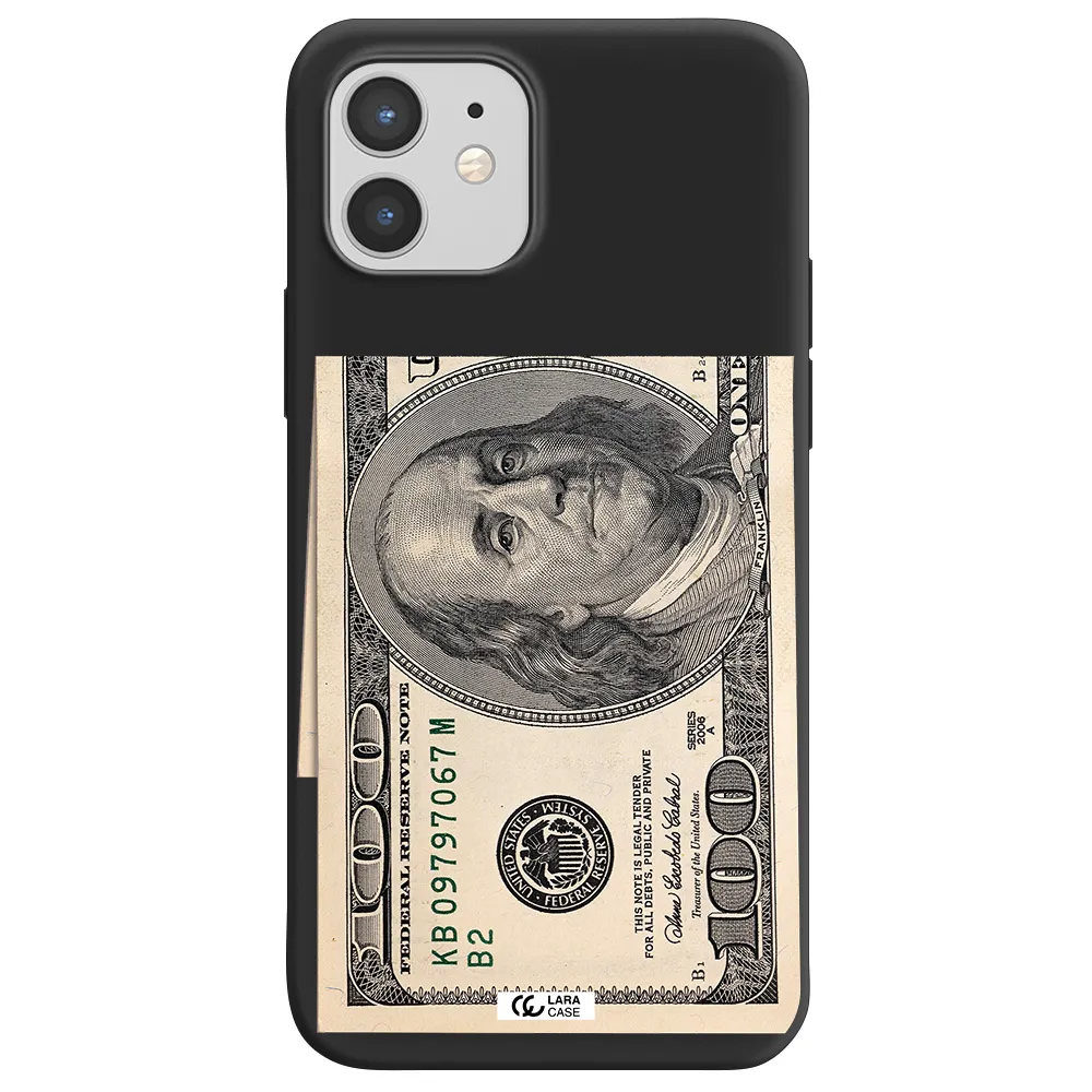 a close-up of a money bill Apple iPhone 12 Silicone black Case
