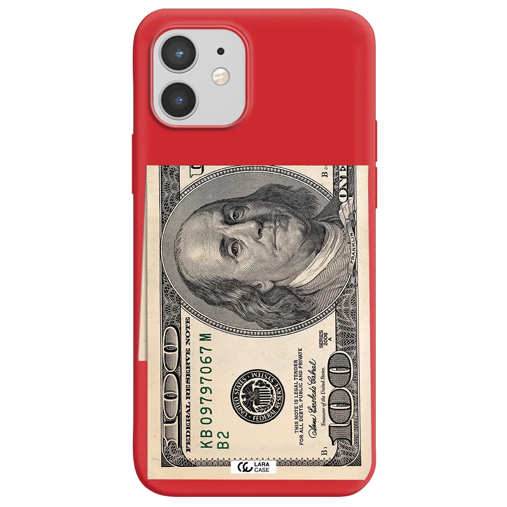 a close-up of a money bill Apple iPhone 12 Silicone Imperial Red Case