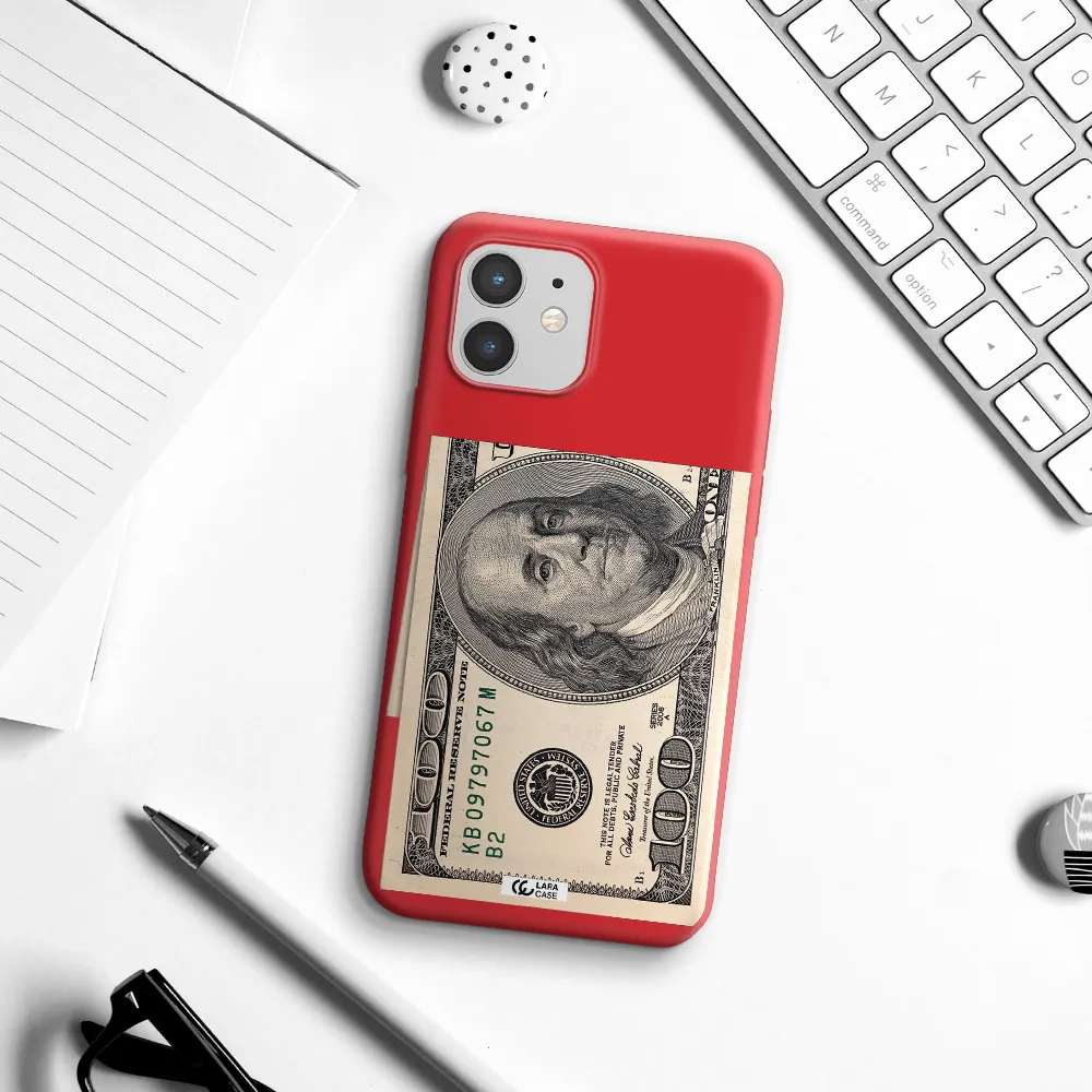 a close-up of a money bill Apple iPhone 12 Silicone Imperial Red Case
