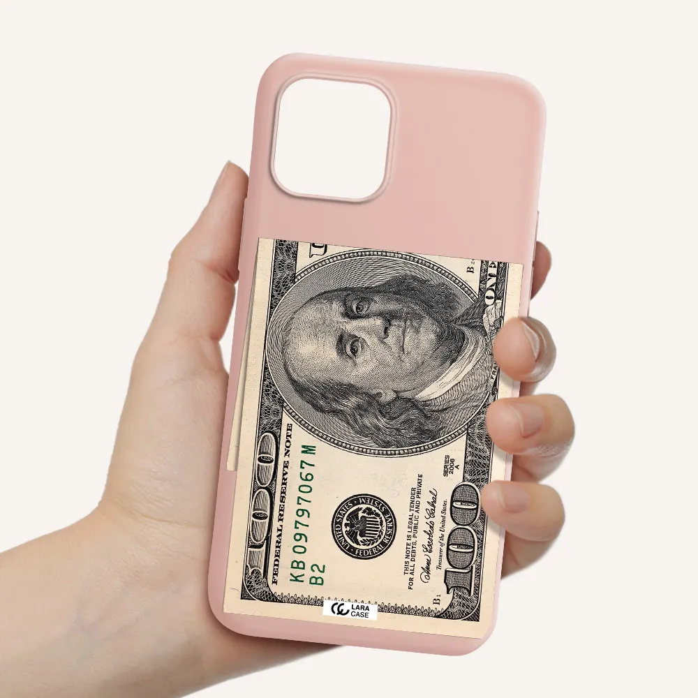 a close-up of a money bill Apple iPhone 12 Silicone pastel pink Case
