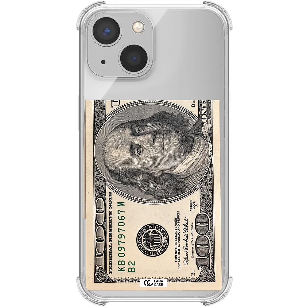 a close-up of a money bill Apple iPhone 13 Clear PC Case