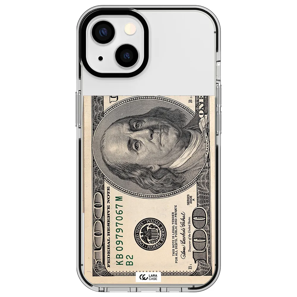 a close-up of a money bill Apple iPhone 13 impact black border Case