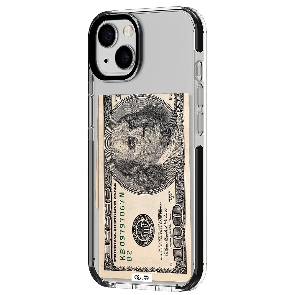 a close-up of a money bill Apple iPhone 13 impact black border Case