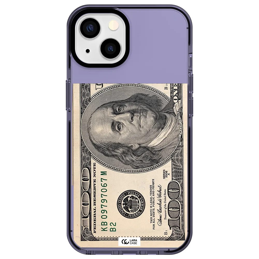 a close-up of a money bill Apple iPhone 13 impact Lilac Case