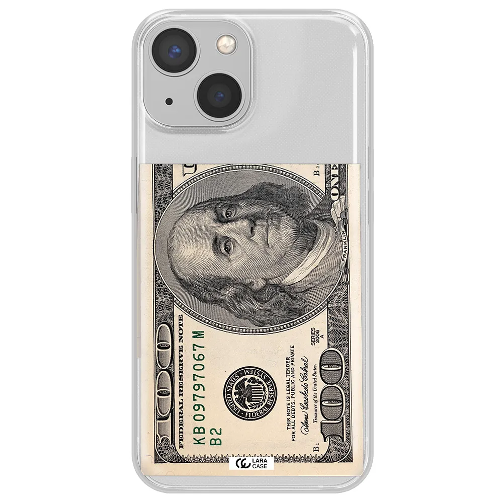 A Close-Up Of A Money Bill Apple Iphone 13 Mini Clear Tpu Case