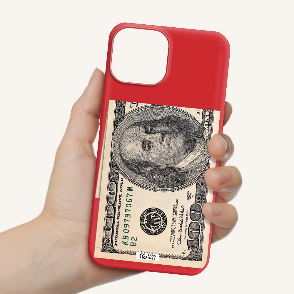 a close-up of a money bill Apple iPhone 13 mini Silicone Imperial Red Case