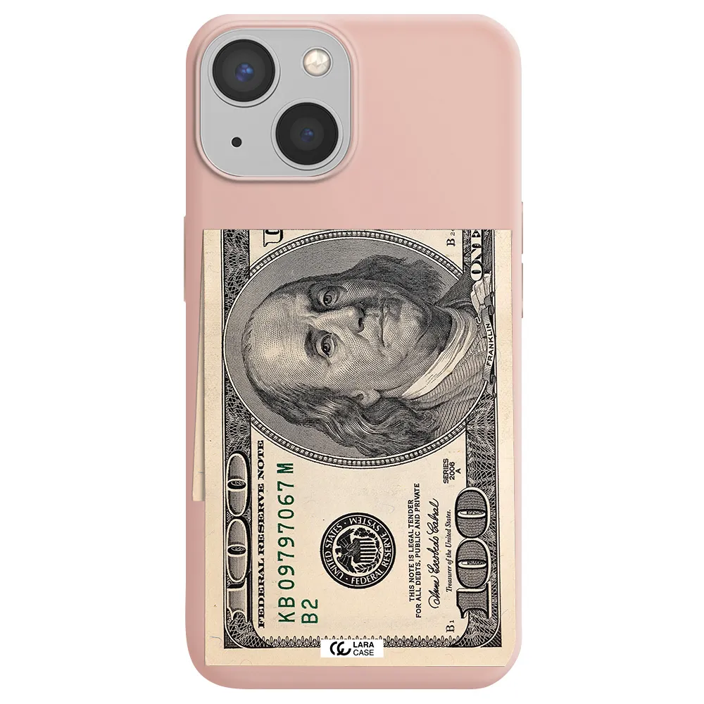 a close-up of a money bill Apple iPhone 13 mini Silicone pastel pink Case