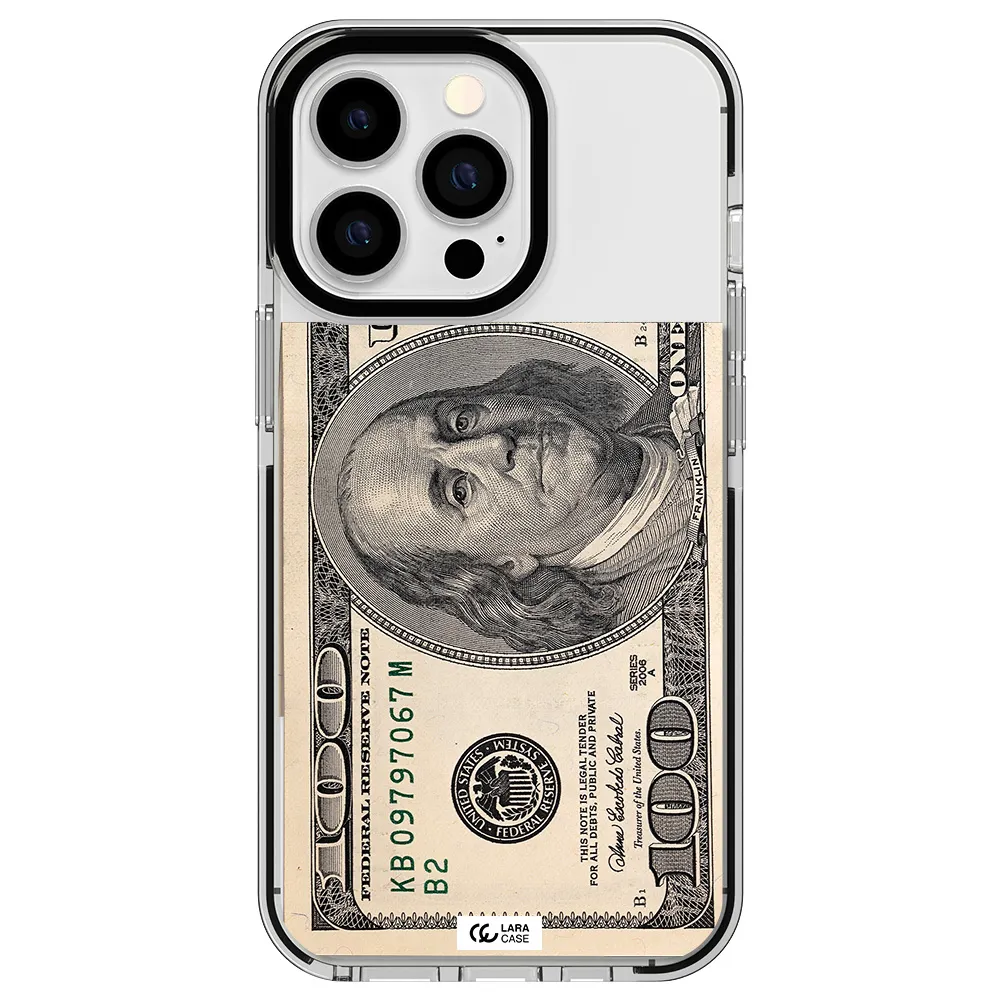 a close-up of a money bill Apple iPhone 13 Pro impact black border Case