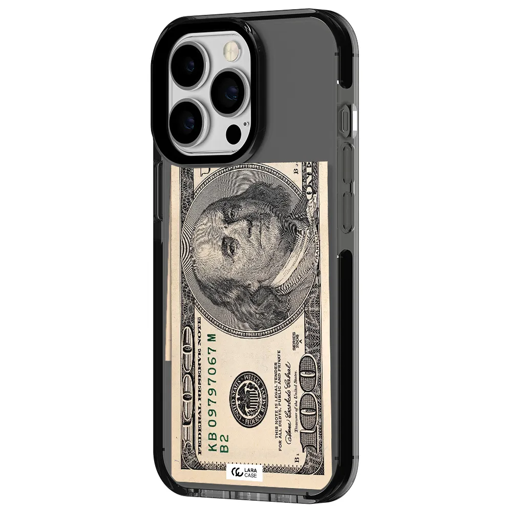 a close-up of a money bill Apple iPhone 13 Pro impact Smoke Black Case