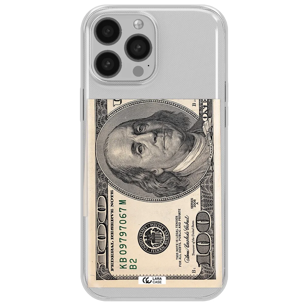 A Close-Up Of A Money Bill Apple Iphone 13 Pro Max Clear Tpu Case