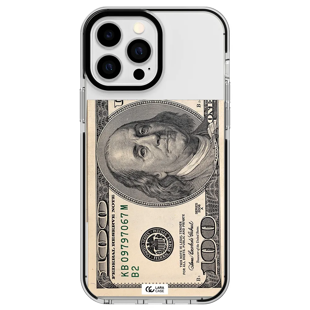 a close-up of a money bill Apple iPhone 13 Pro Max impact black border Case