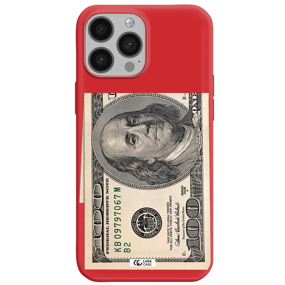 a close-up of a money bill Apple iPhone 13 Pro Max Silicone Imperial Red Case