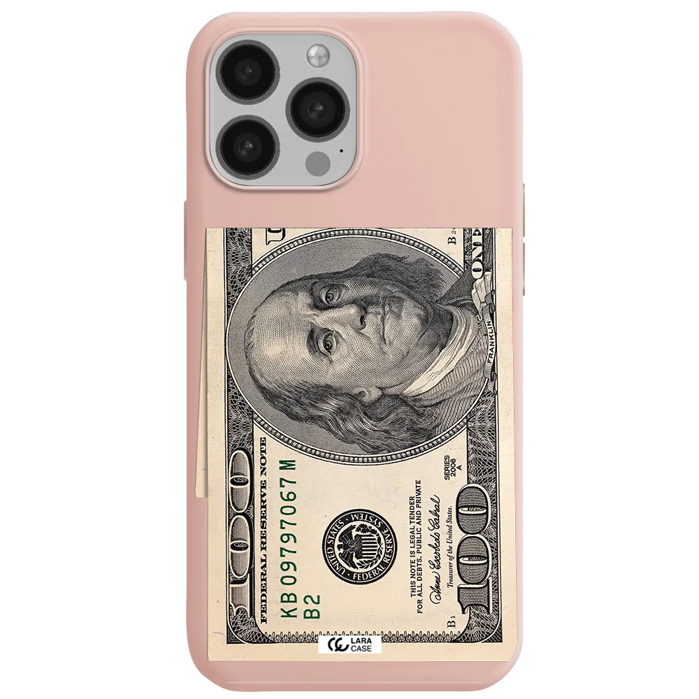 a close-up of a money bill Apple iPhone 13 Pro Max Silicone pastel pink Case
