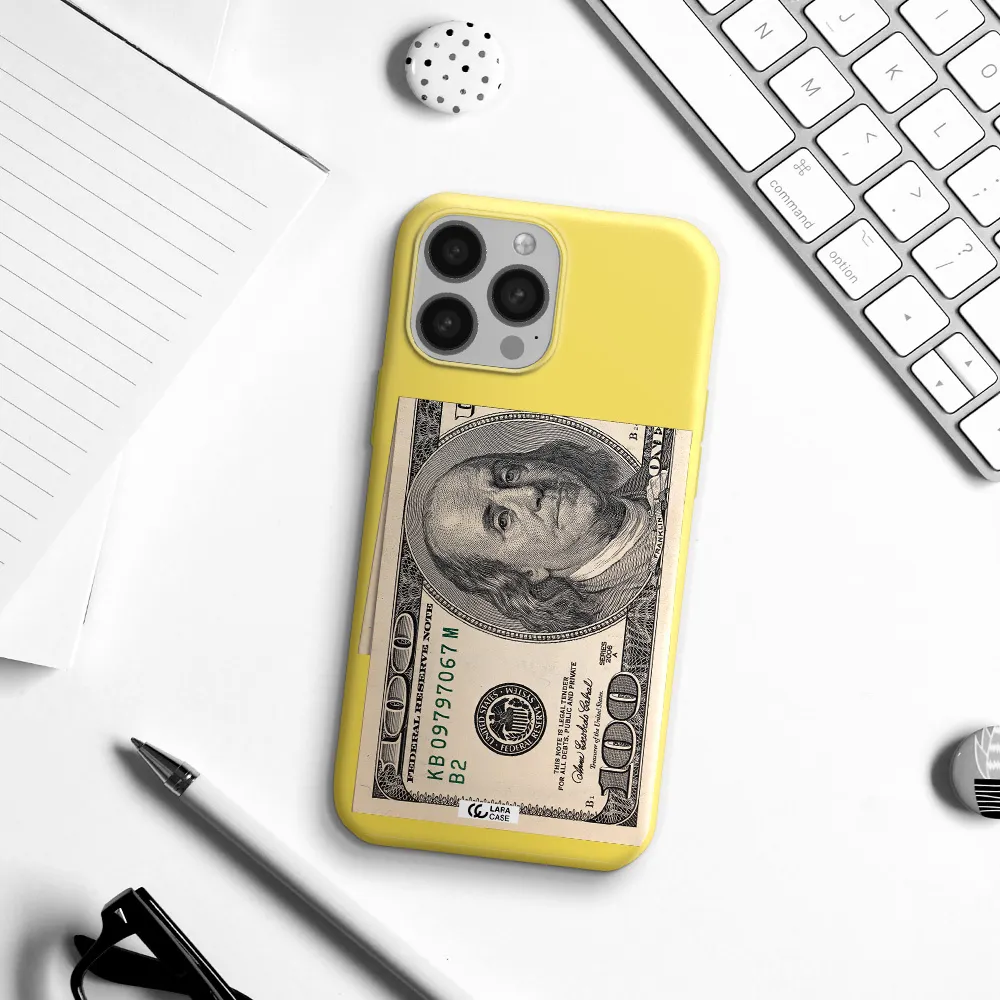 a close-up of a money bill Apple iPhone 13 Pro Silicone canary yellow Case
