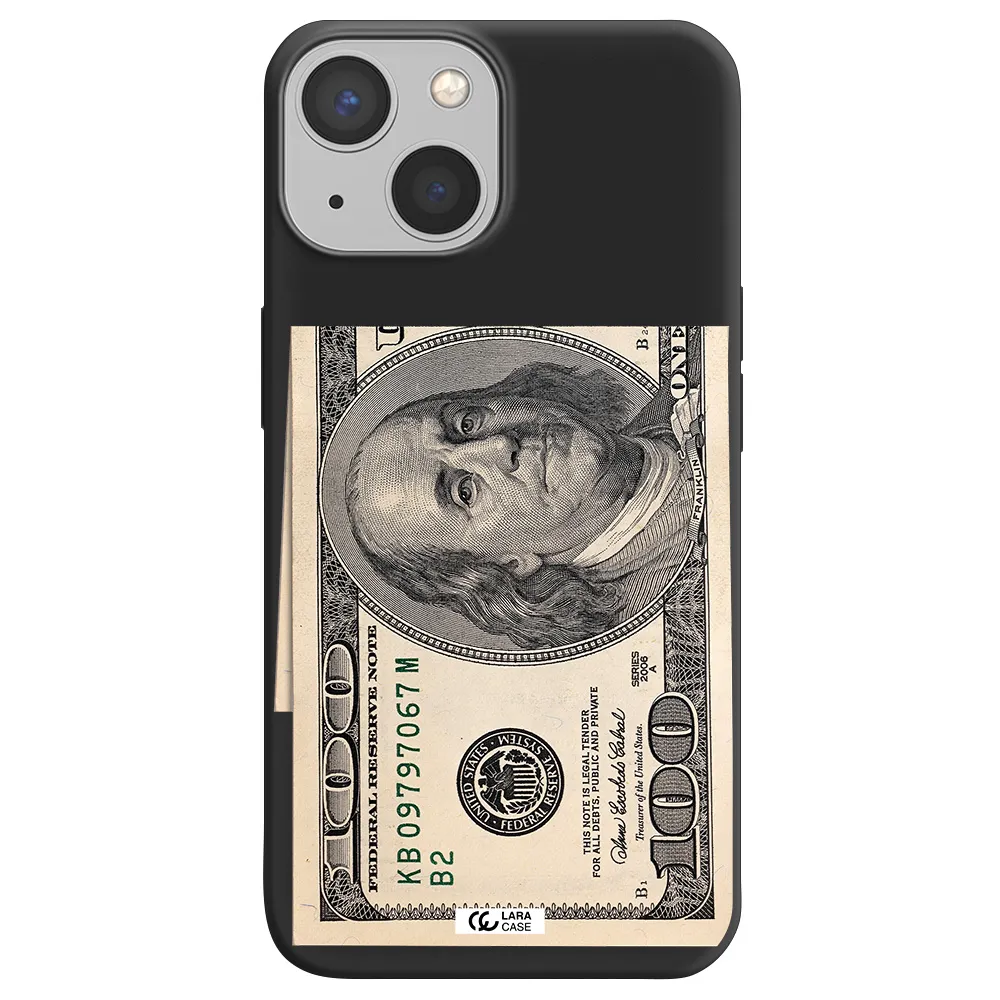 a close-up of a money bill Apple iPhone 13 Silicone black Case