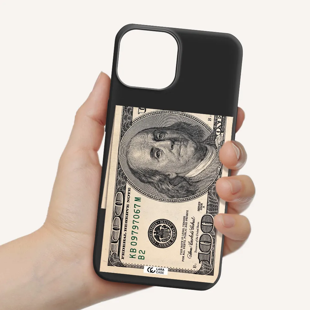 a close-up of a money bill Apple iPhone 13 Silicone black Case