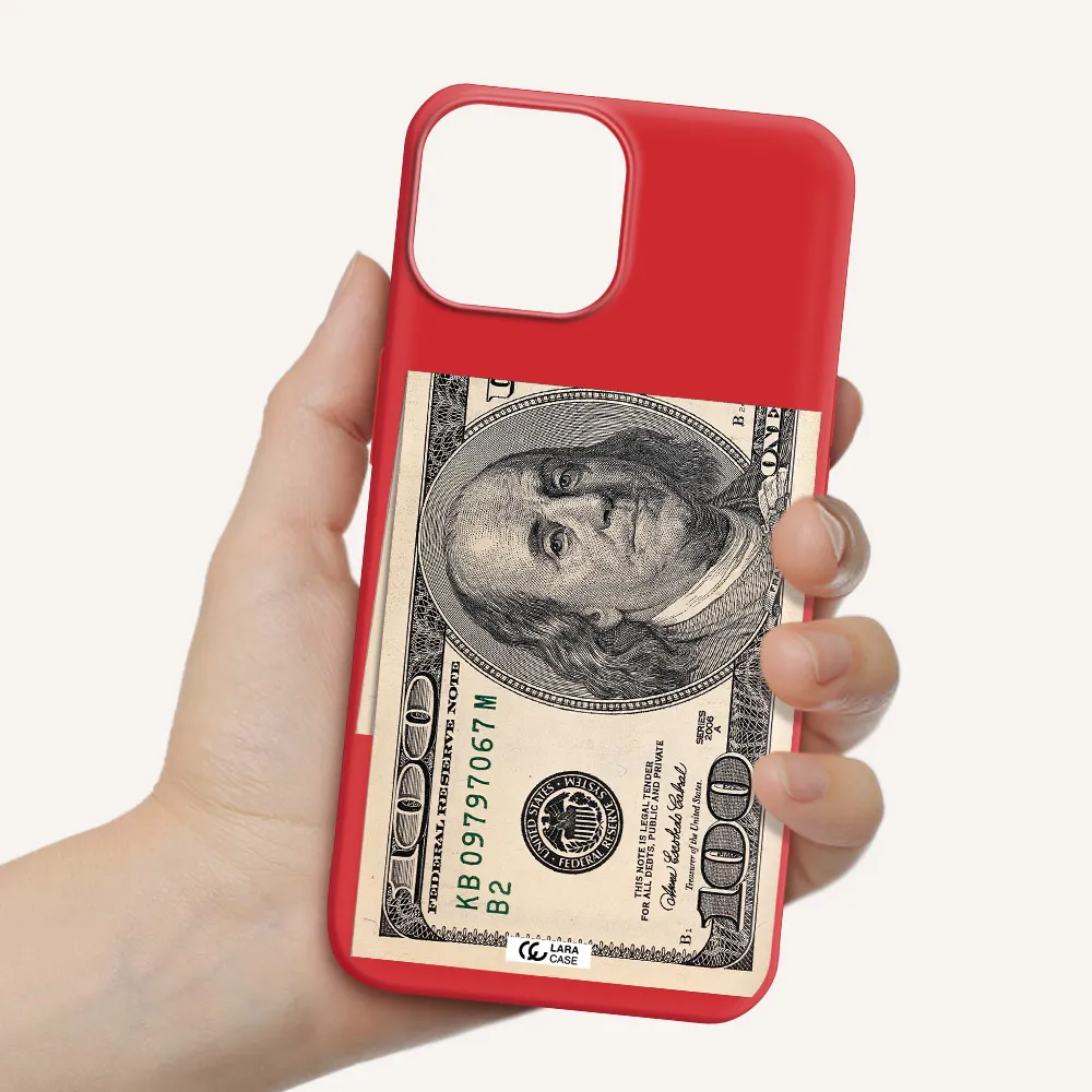 a close-up of a money bill Apple iPhone 13 Silicone Imperial Red Case
