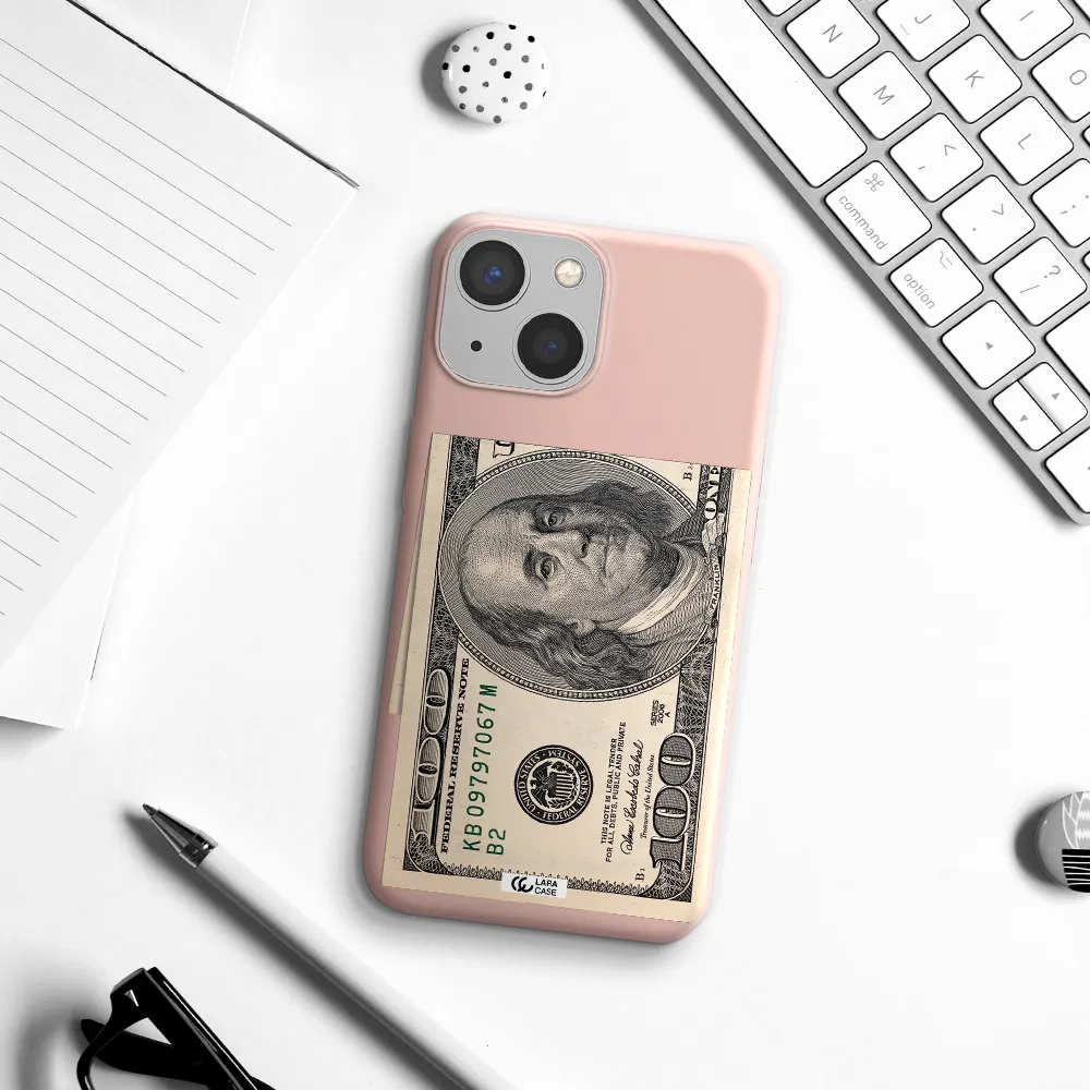 a close-up of a money bill Apple iPhone 13 Silicone pastel pink Case