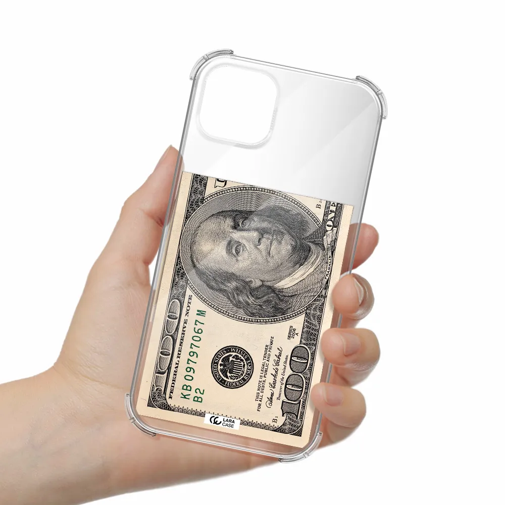 a close-up of a money bill Apple iPhone 14 Clear PC Case