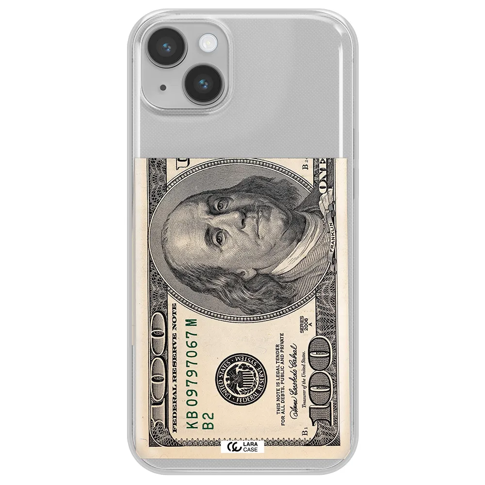 A Close-Up Of A Money Bill Apple Iphone 14 Clear Tpu Case