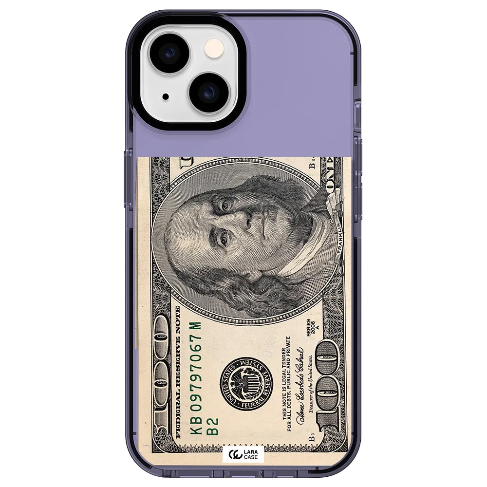 a close-up of a money bill Apple iPhone 14 impact Lilac Case
