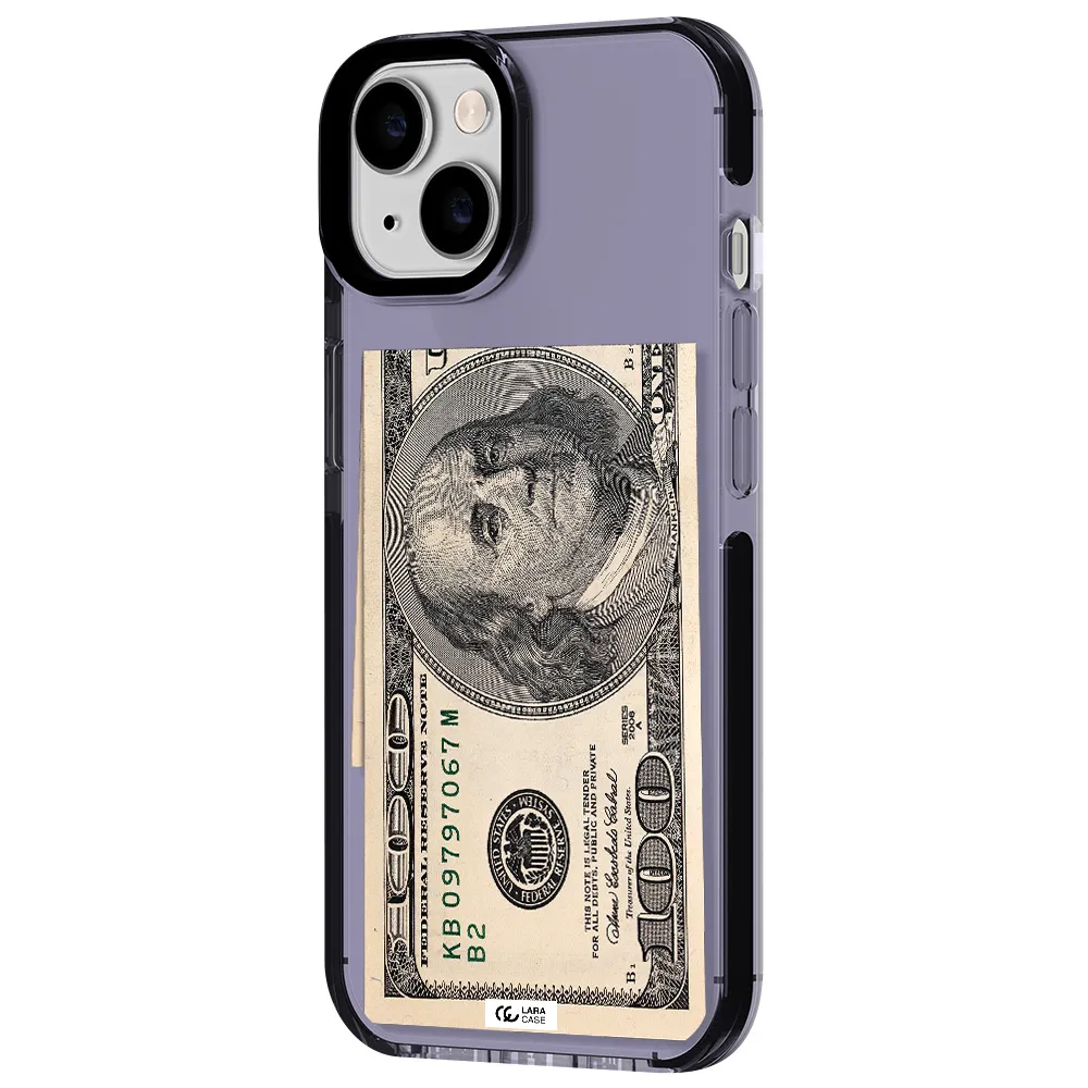 a close-up of a money bill Apple iPhone 14 impact Lilac Case