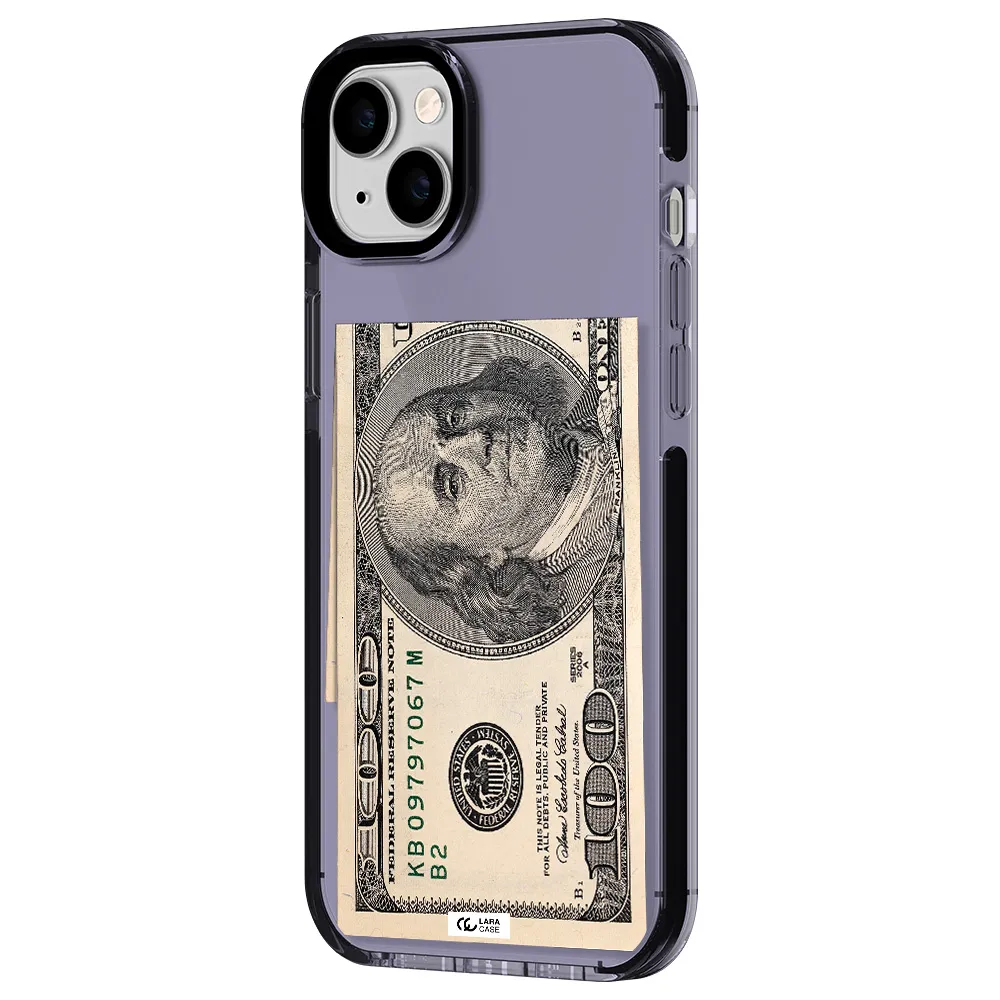 a close-up of a money bill Apple iPhone 14 plus impact Lilac Case