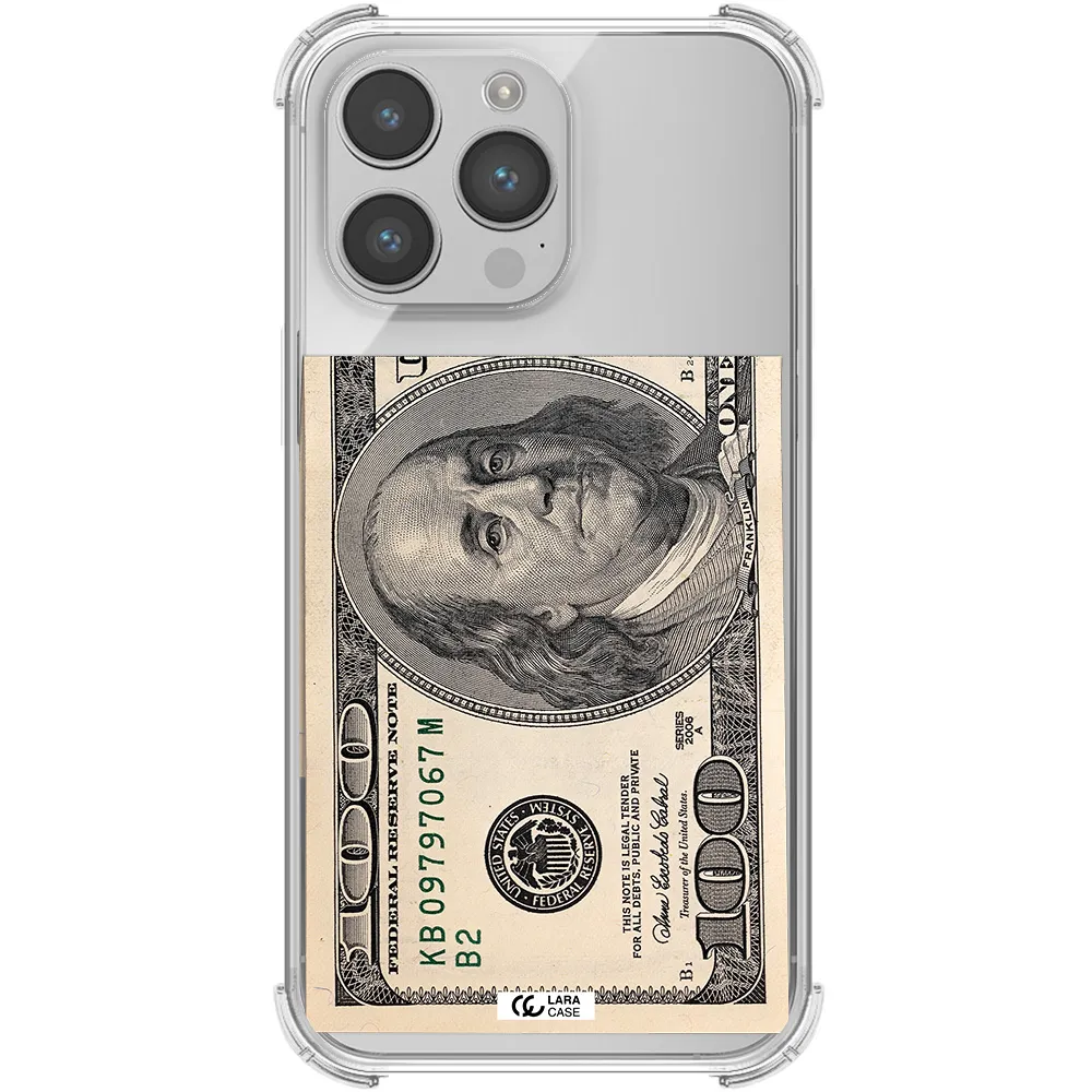 a close-up of a money bill Apple iPhone 14 pro Clear PC Case