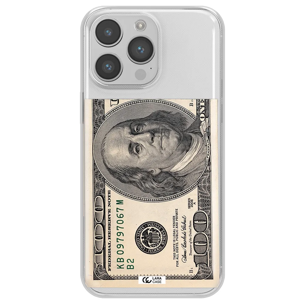 A Close-Up Of A Money Bill Apple Iphone 14 Pro Clear Tpu Case