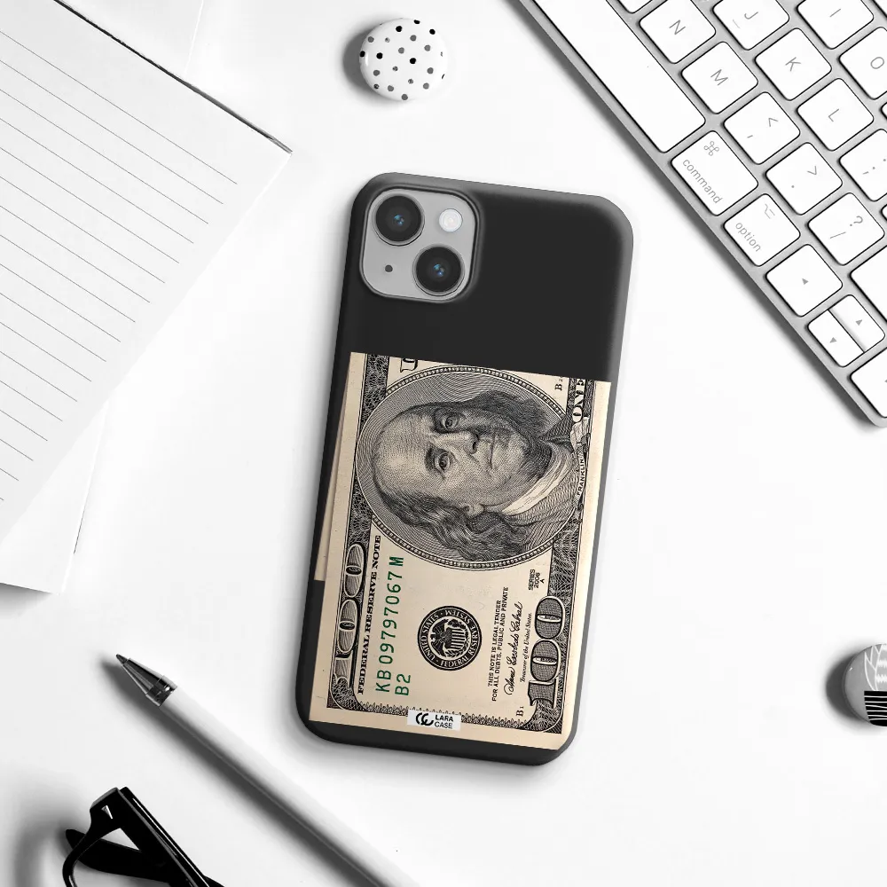 a close-up of a money bill Apple iPhone 14 Silicone black Case
