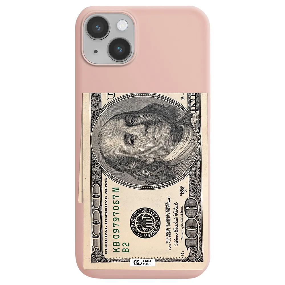a close-up of a money bill Apple iPhone 14 Silicone pastel pink Case