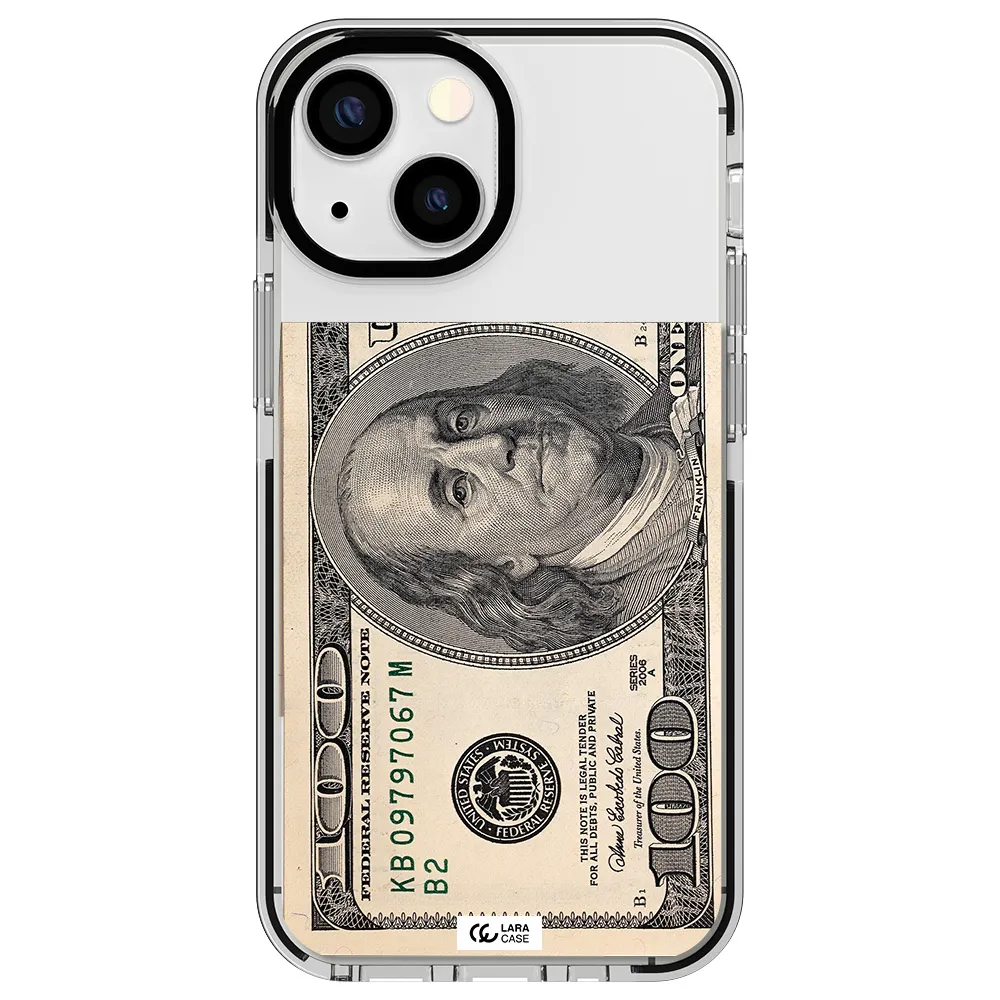 a close-up of a money bill Apple iPhone 15 impact black border Case
