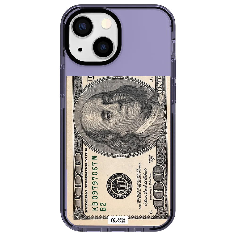 a close-up of a money bill Apple iPhone 15 impact Lilac Case
