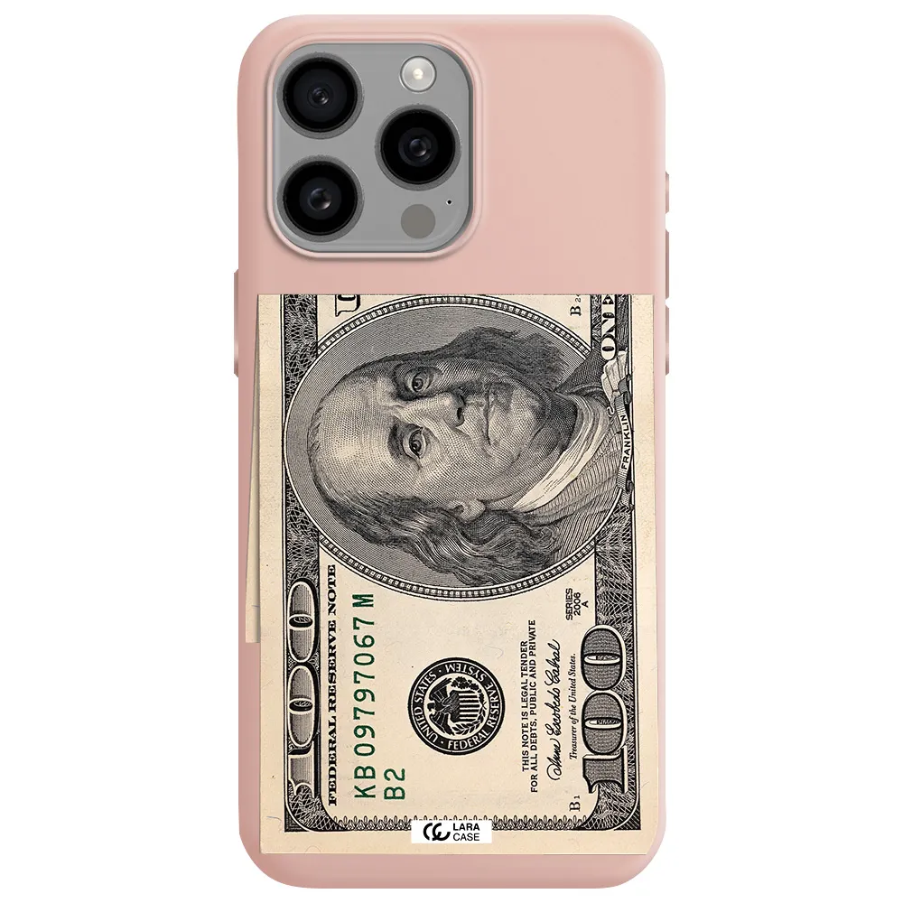 a close-up of a money bill Apple Iphone 15 Pro max Silicone pastel pink Case