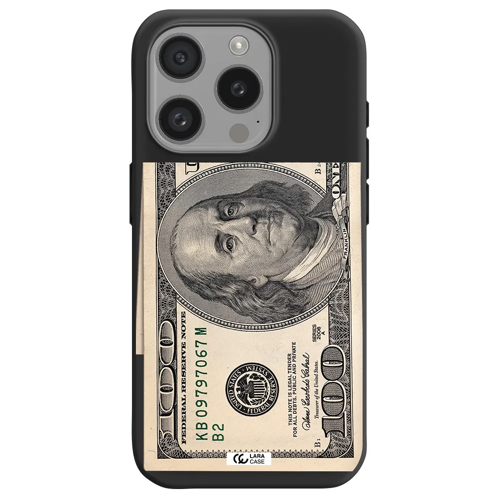 A Close-Up Of A Money Bill Apple Iphone 15 Pro Silicone Black Case