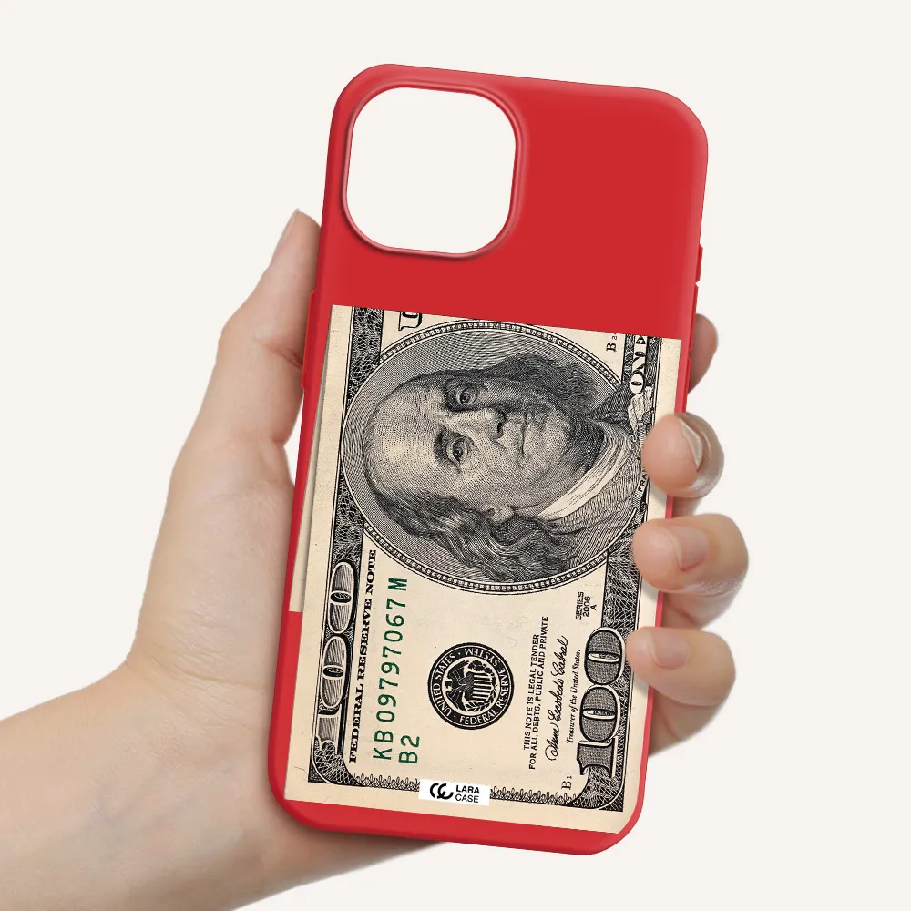 A Close-Up Of A Money Bill Apple Iphone 15 Silicone Imperial Red Case