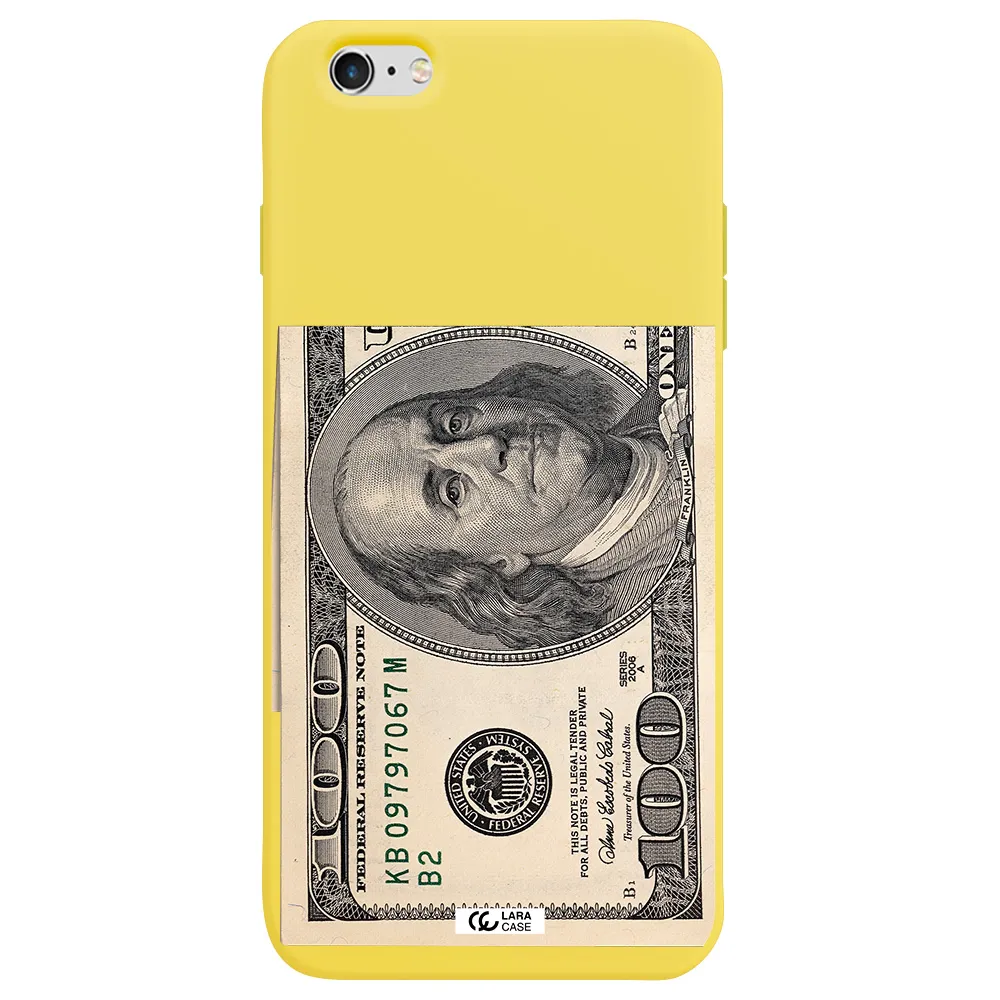 a close-up of a money bill Apple iPhone 6 plus Silicone canary yellow Case