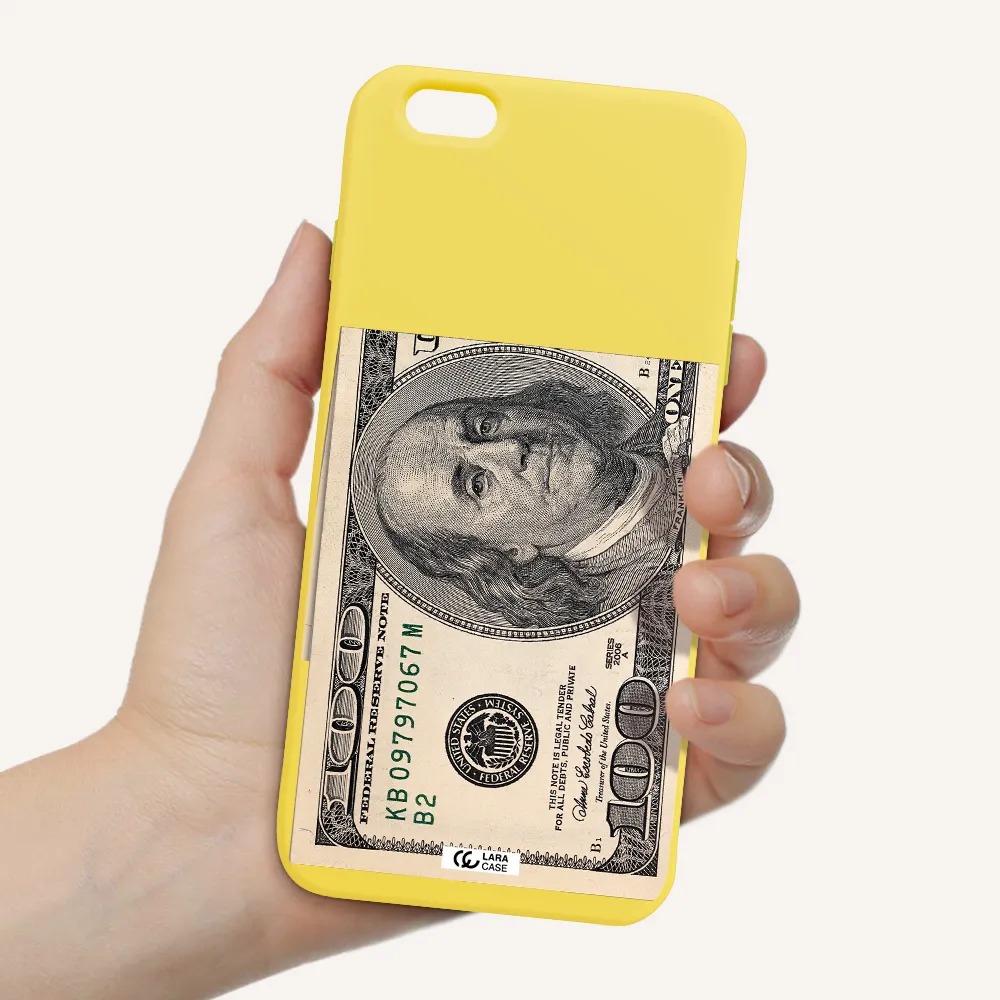 a close-up of a money bill Apple iPhone 6 plus Silicone canary yellow Case