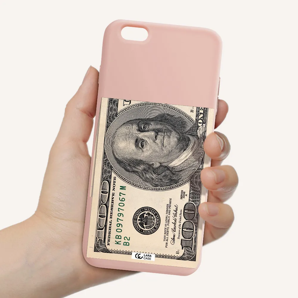 a close-up of a money bill Apple iPhone 6 plus Silicone pastel pink Case