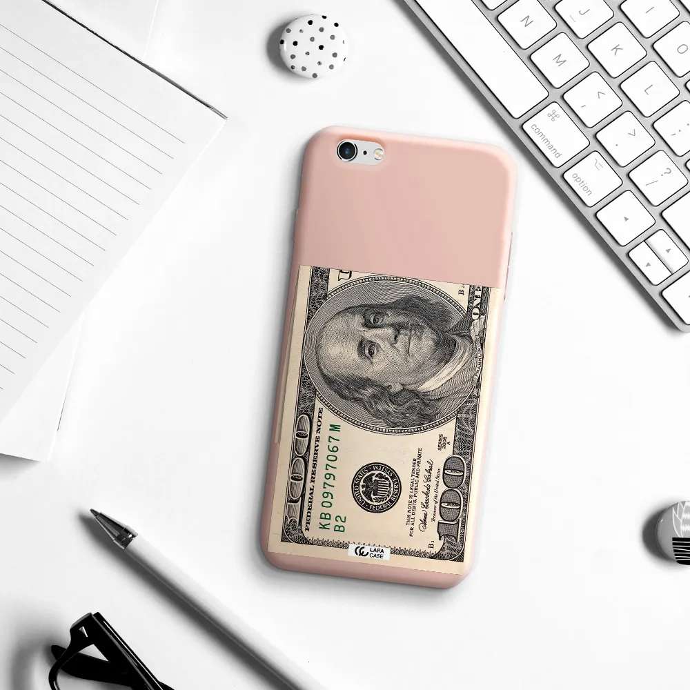 a close-up of a money bill Apple iPhone 6 s plus Silicone pastel pink Case