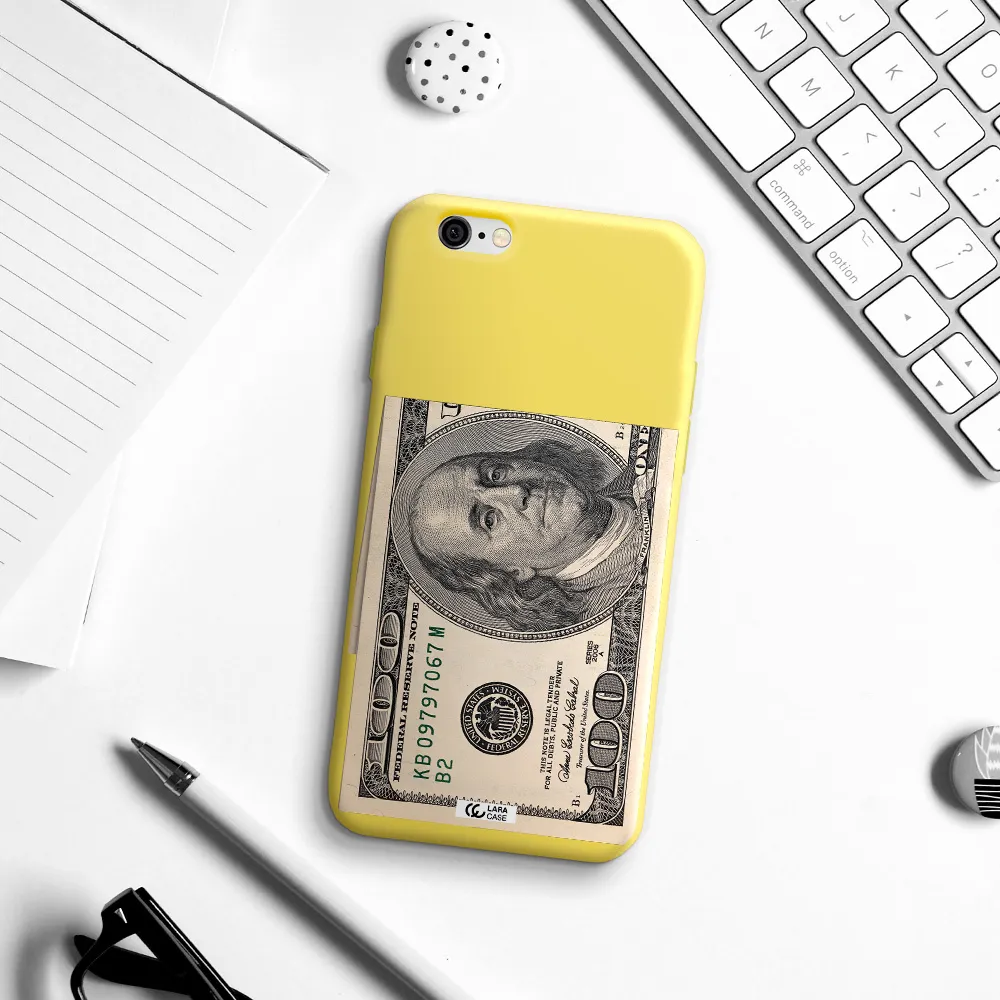 a close-up of a money bill Apple iPhone 6 Silicone canary yellow Case