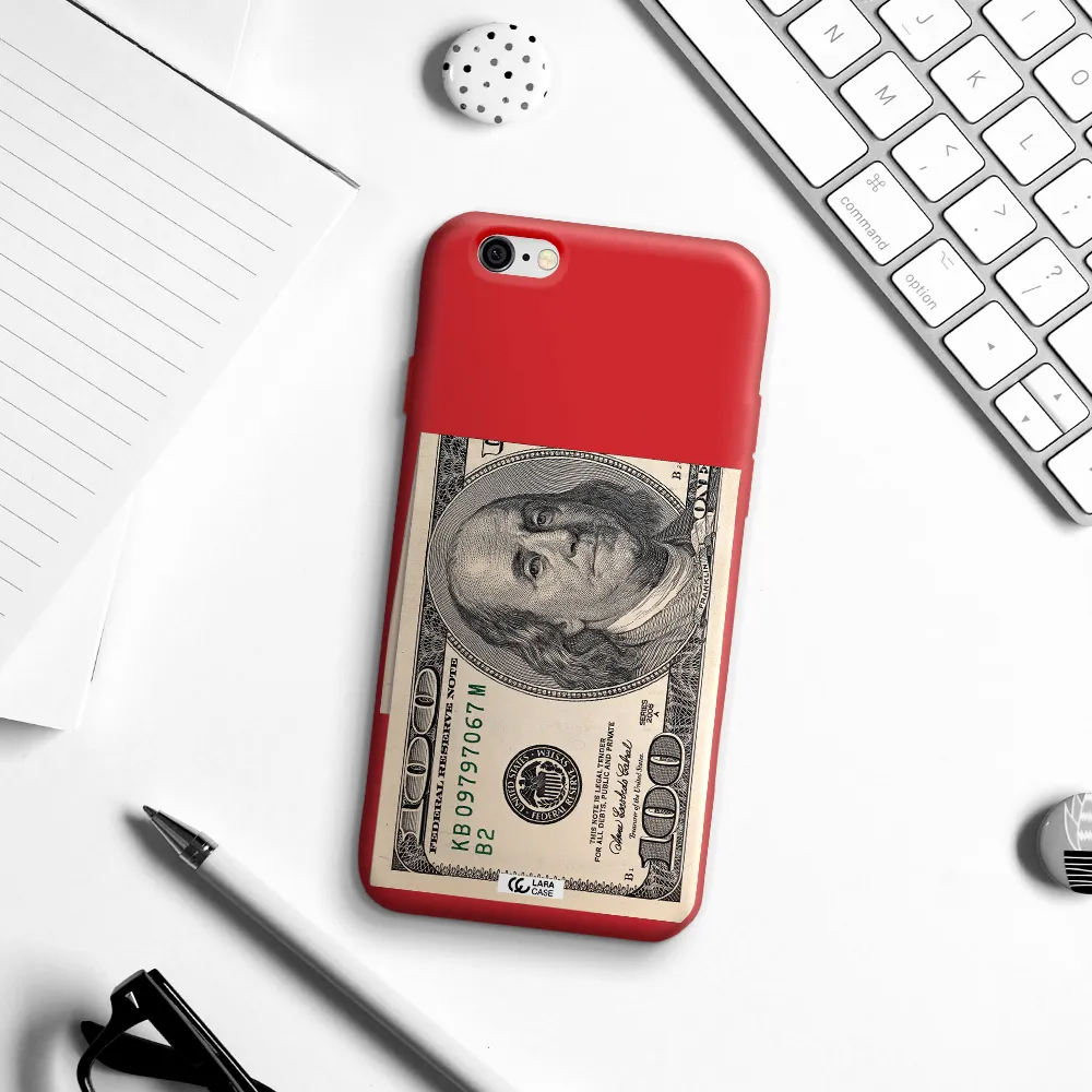 a close-up of a money bill Apple iPhone 6 Silicone Imperial Red Case