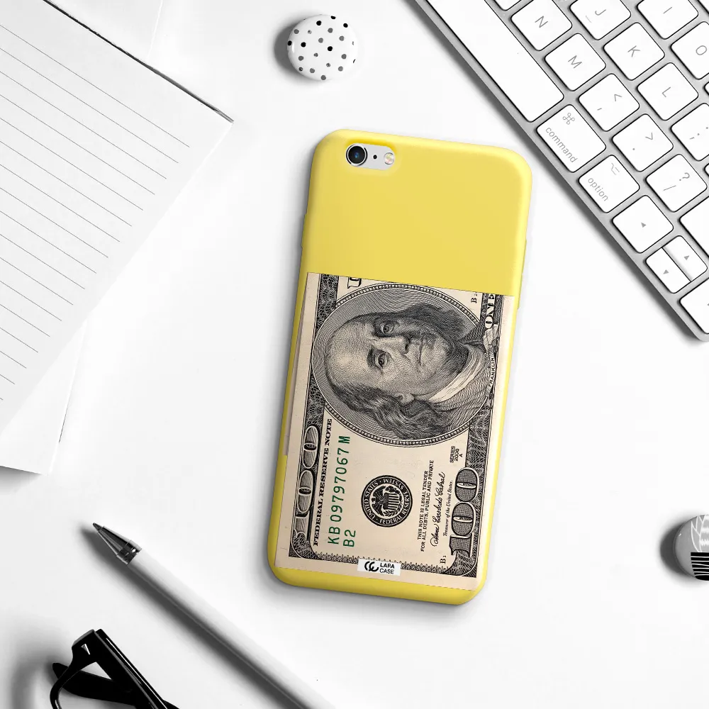 a close-up of a money bill Apple iPhone 6S Silicone canary yellow Case
